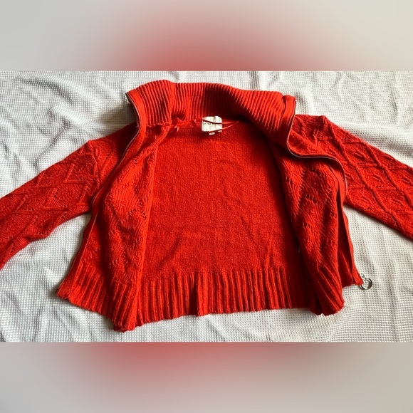 Pink Rose Women’s Orange Cozy Turtleneck Knit Zip Up Sweater Size XS - Picture 12 of 14